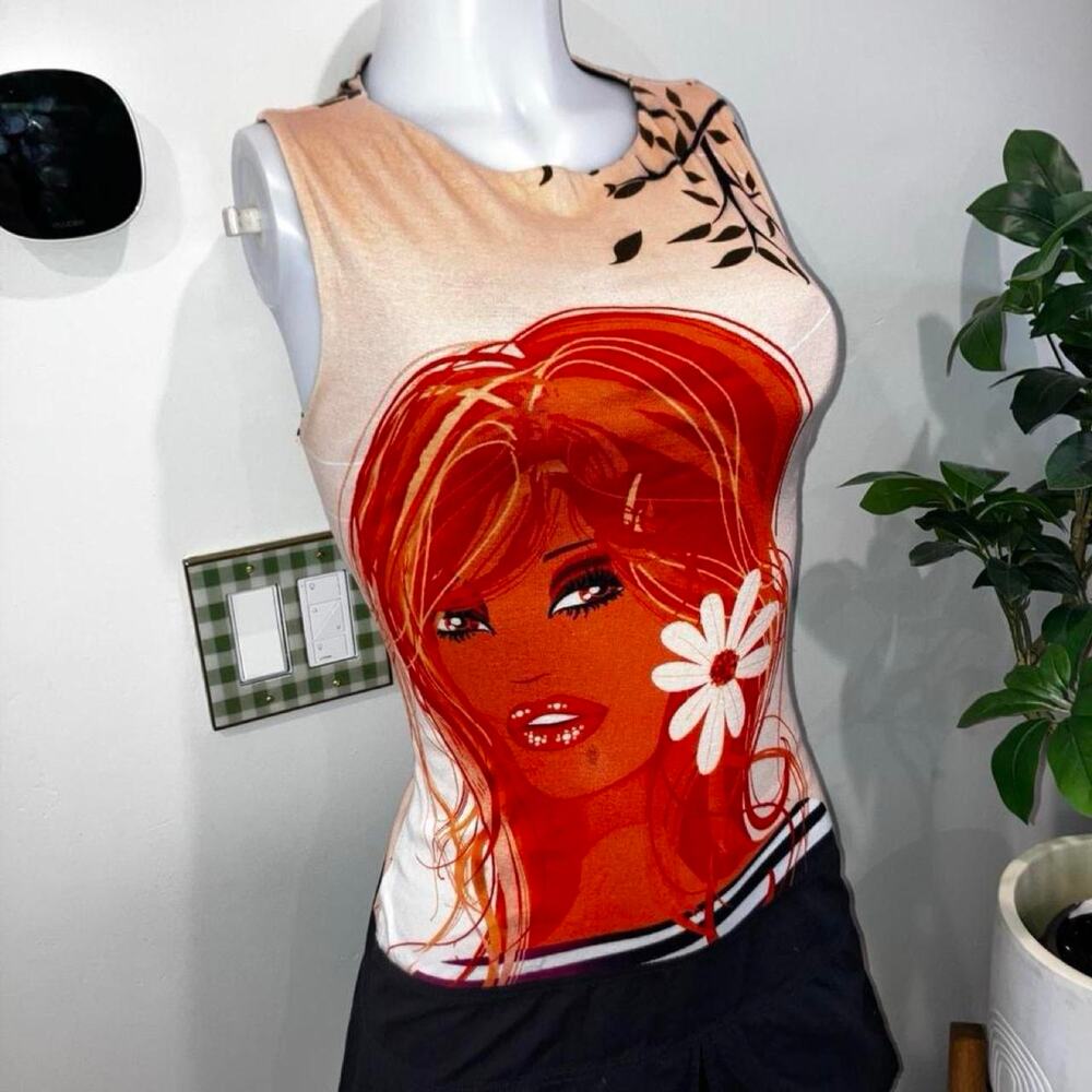 Vintage 90s y2k custo barcelona graphic face print mini dress - Picture 3 of 8